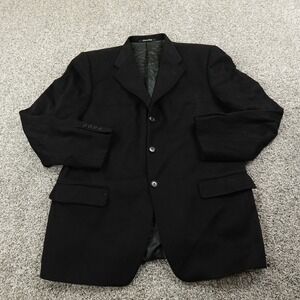 Cashmere Blazer Mens 54 Black Button Sport Over Coat Jacket Italy Soft